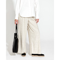 Fate+Becker Heritage Linen Wide Leg Pant - Natural Pinstripe