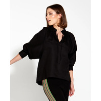 Fate+Becker Heritage Linen Batwing Blouse - Black