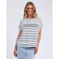 Foxwood Throw On S/S Stripe Tee - White/Navy Stripe