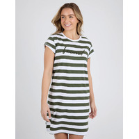 Foxwood Signature Stripe Tee Dress - Khaki & White Stripe