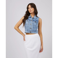 All About Eve Harper Denim Vest - Light Blue