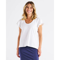 Betty Basics Magnolia Frill Sleeve Top - White