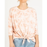 Betty Basics-Ivy Knot Long Sleeve Top-Malibu Marble