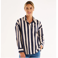 Betty Basics Stripe Shirt - Navy Stripe