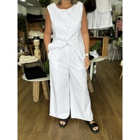 Brave+True Lana Linen Pant - White