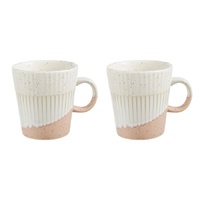 Leaf & Bean Fluted Mug 275ml Set of 2 - Pink