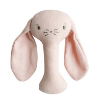 Alimrose Bobby Bunny Stick Rattle - Pink Linen