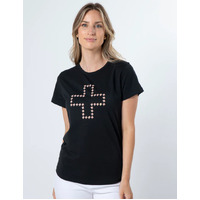 Stella + Gemma T-Shirt - Black Antique Rose Cross