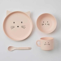 Jiggle & Giggle Animal Faces bamboo 4 Piece Dinner Set - Cat