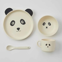 Jiggle & Giggle Animal Faces bamboo 4 Piece Dinner Set - Panda