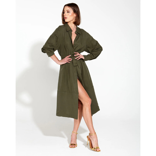 Fate+Becker Alter Ego Duster Shirt Dress - Olive