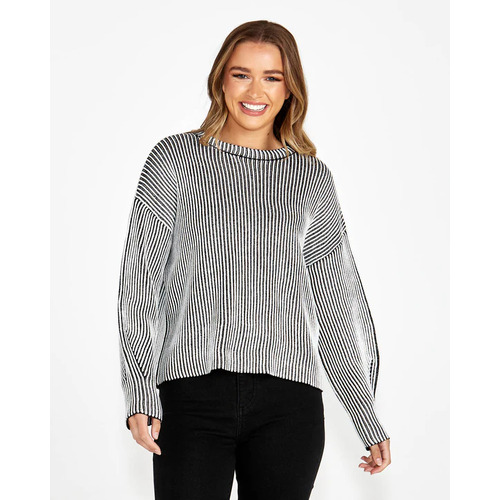 Sass Lisette Chunky Rib Knit - Black/White