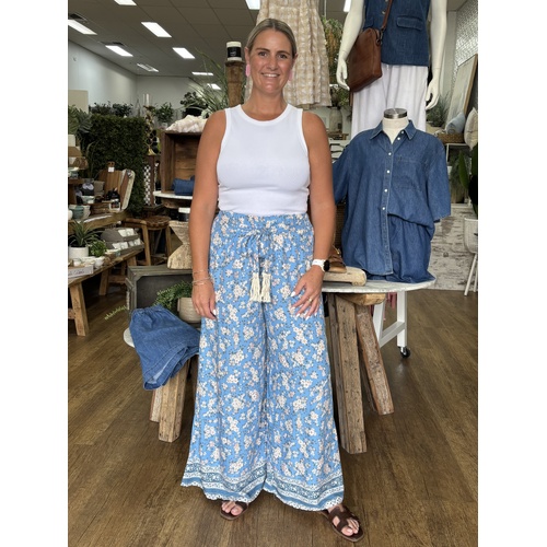 Iris Maxi Tassel Pants - Blue