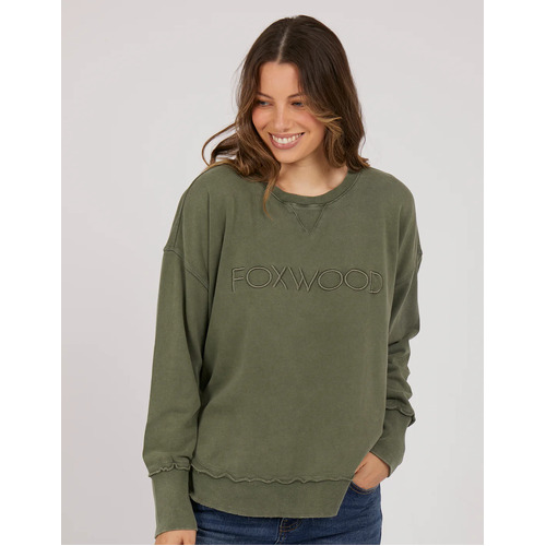 Foxwood Washed Simplified Crew - Khaki