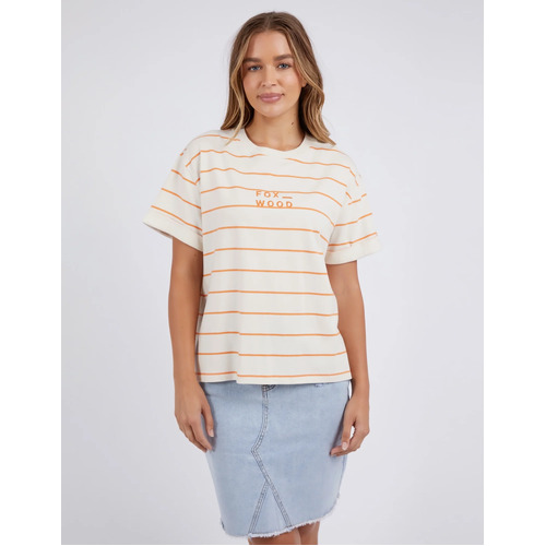 Foxwood Huntleigh Stripe Tee - Orange White Stripe