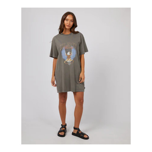 Silent Theory Open Wings Tee Dress - Coal [Size: 12]