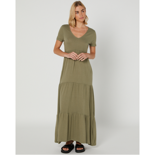 Silent Theory Lola Tiered Dress - Khaki