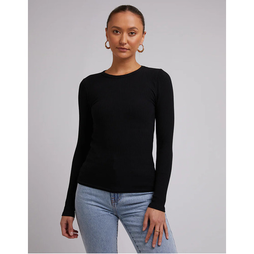 Silent Theory Rib Long Sleeve Top - Black