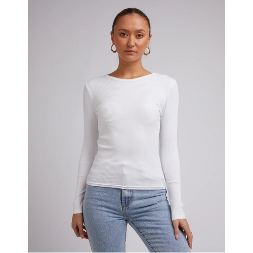 Silent Theory Rib Long Sleeve Top - White [Size: 12]