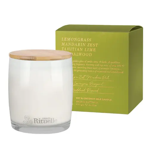 Urban Rituelle Soy Scented Candle 400gm - Lemongrass, Mandarin Zest, Tahitian Lime & Sandalwood