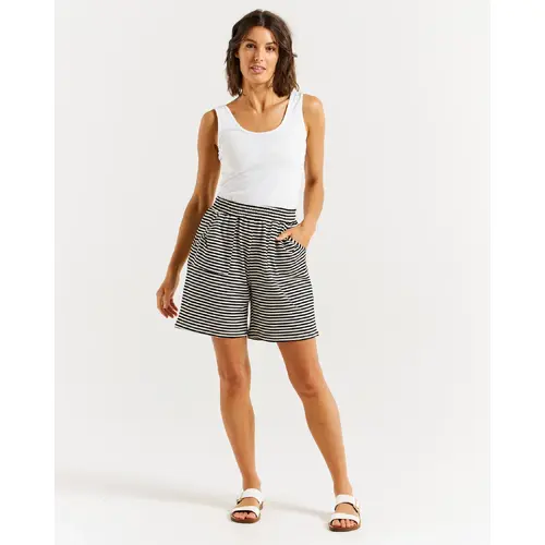 Betty Basics Harvard Short - Cream & Black Stripe