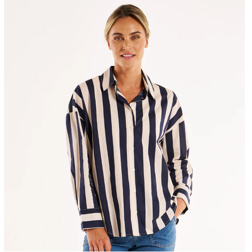 Betty Basics Stripe Shirt - Navy Stripe