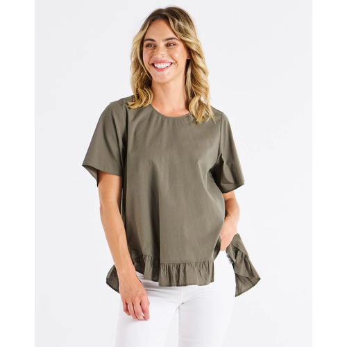 Betty Basics Candice Blouse - Olive Branch