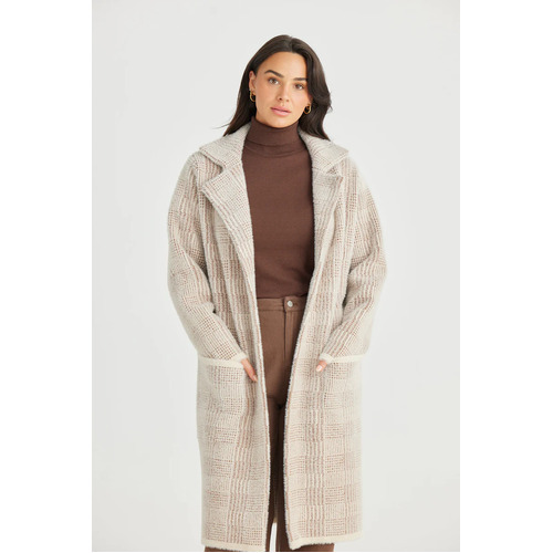 Brave+True Araya Knit Jacket - Tan Check [Size: M/L]