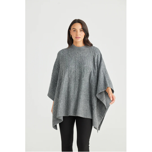 Brave+True Marnie Poncho - Grey Marle