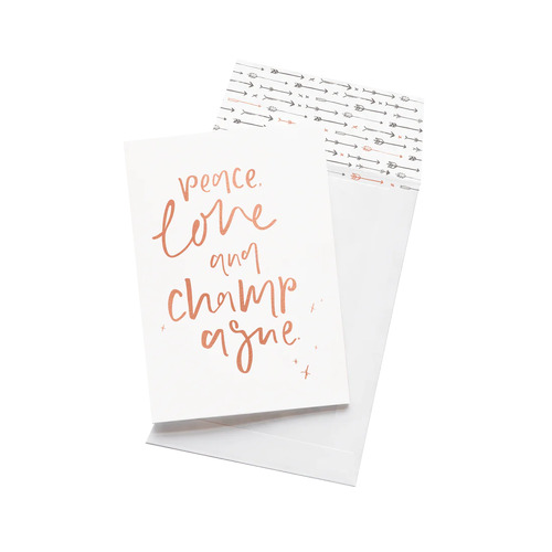 Emma Kate & Co Peace Love Champage Card