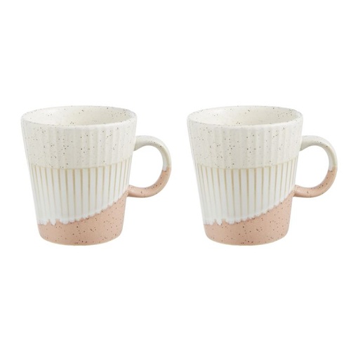 Leaf & Bean Fluted Mug 275ml Set of 2 - Pink