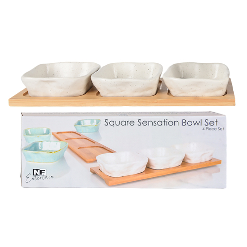 NF Living Square Bowls & Tray - Spec White