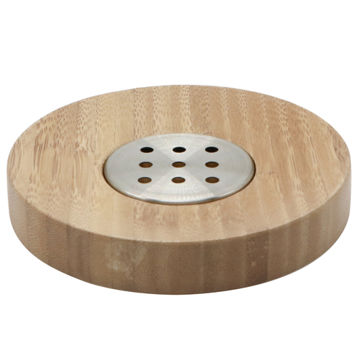 NF Living Round Soap Dish Bamboo & Metal