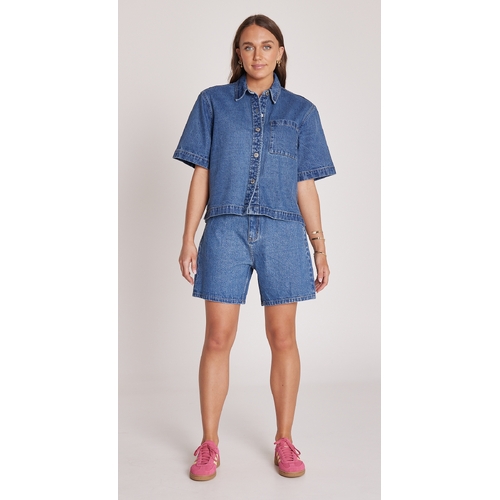 Feather + Noise Grace Denim Shirt - Dark Blue