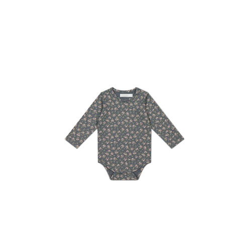 Jamie Kay Organic Cotton Long Sleeve Bodysuit - Rosalie Floral Lava