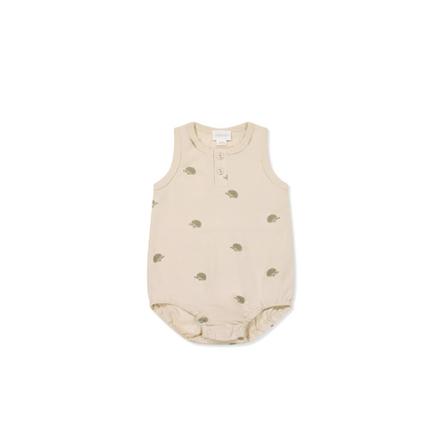 Jamie Kay Pima Cotton Noah Playsuit - Henry Hedgehog Birch [Size: 6-12M]