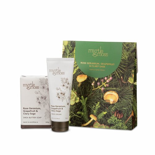 Myrtle & Moss Rose Geranium Soap & Handcream - Rose Geranium, Grapefruit & Clary Sage