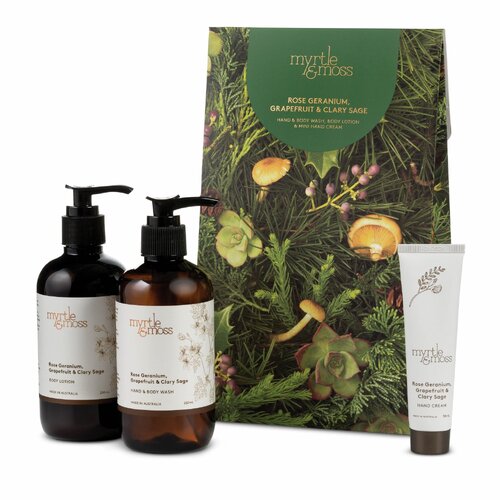 Myrtle & Moss Rose Geranium Trio - Rose Geranium, Grapefruit & Clary Sage