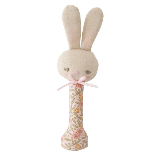 Alimrose Baby Bunny Stick Rattle - Blossom Lily Pink