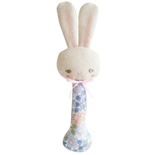 Alimrose Baby Bunny Stick Rattle - Liberty Blue