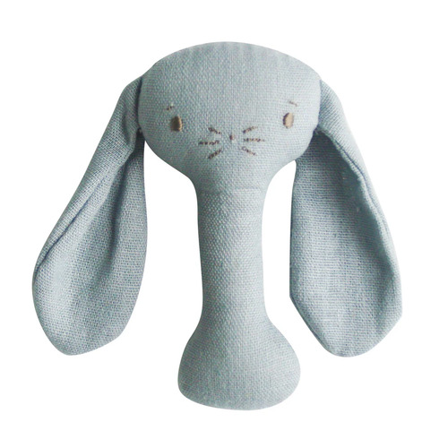 Alimrose Bobby Bunny Stick Rattle - Grey Linen