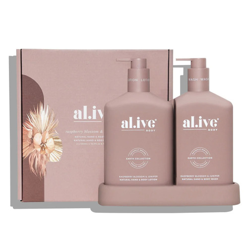 Al.ive Body Wash & Lotion Duo + Tray - Raspberry Blossom & Juniper