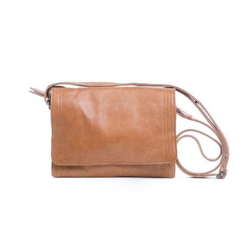 Rugged Hide Gloria Leather Crossbody Bag - Tan