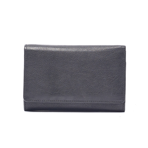 Rugged Hide Delta Leather Wallet - Black