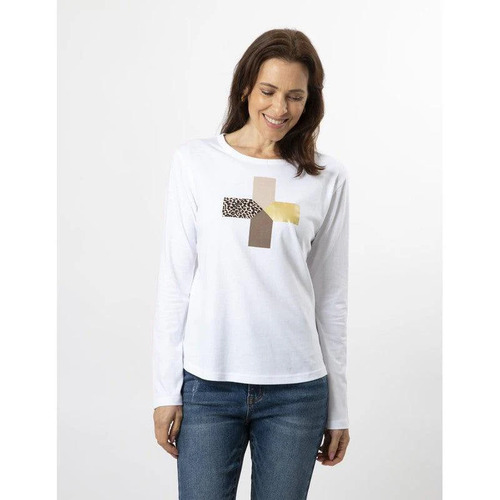 Stella+Gemma L/S Tee Purrfect Leopard Cross - White