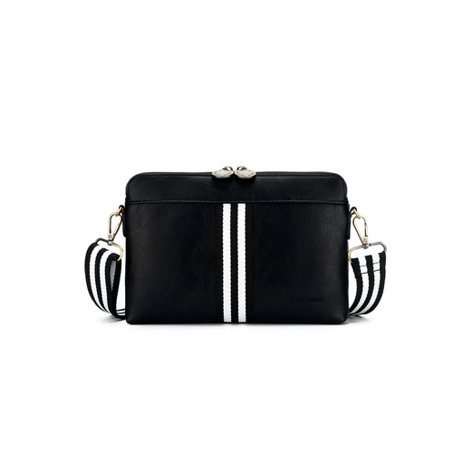 Black Caviar Florence Pouch & Crossbody Bag - Black & White Stripe