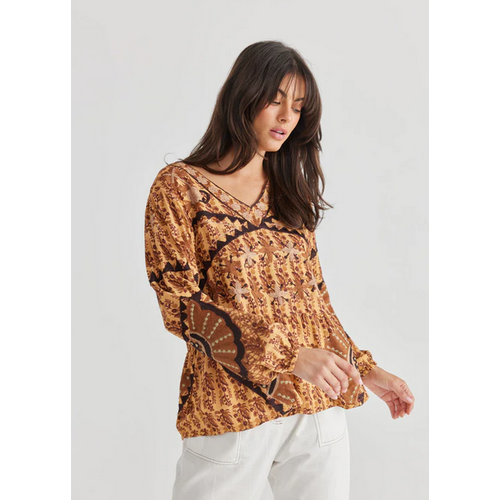 Talisman Sitara Top - Golden Floral [Size: Small]